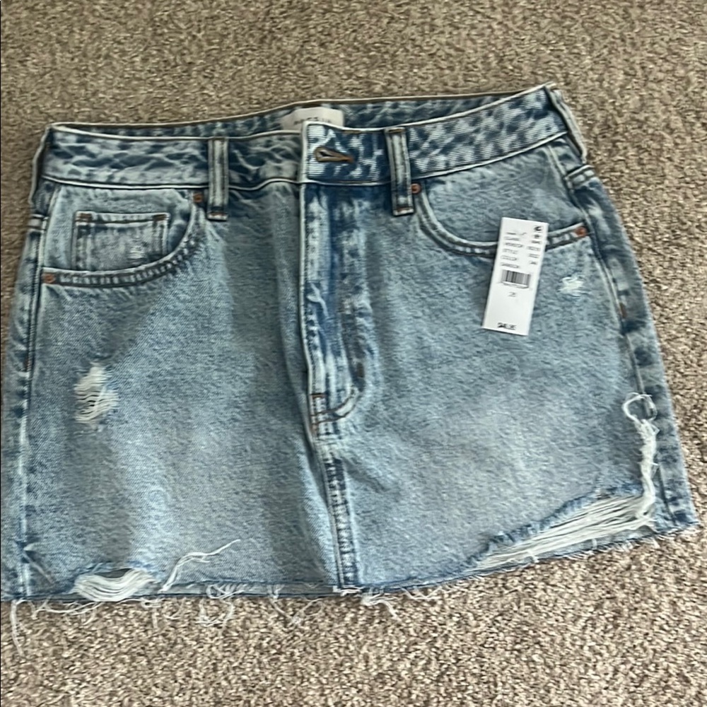 PacSun Blue Distressed Denim Mini Skirt